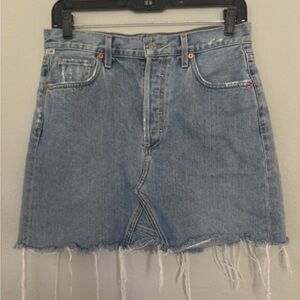 Citizens Of Humanity Light Blue Frayed Mini Skirt